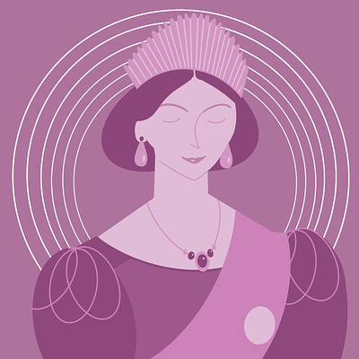 Queen Victoria circle design illustration mauve purple queen queenvictoria regal retro royal royality victoria