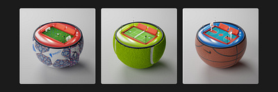 Concept Balls 3d 3d art ball basketball branding concept design football graphic design illustration tennis ui