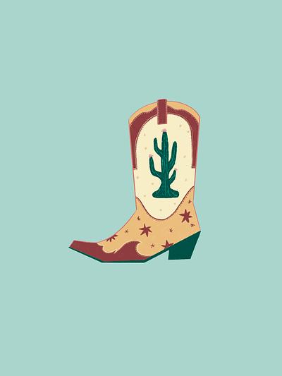 Western cactus cowboy design digital art drawing illustration illustrator procreate western