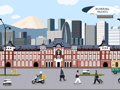 Delivering Talents 2d art delivery design digital art draw drawing hr illustration illustrator japan procreate recruitment tokyo