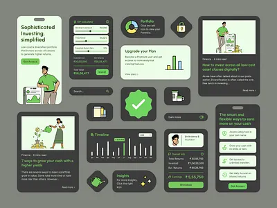 Wealth Management - Dark Mode app charts component dark mode data design finance fintech icons illustration marketing mobile money product timeless ui ux wealth management