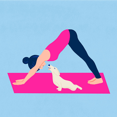 Doggy Yoga editorial art illustration illustration design procreate