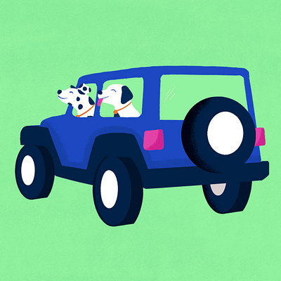 Doggy Roadtrip design editorial art illustration illustration design procreate