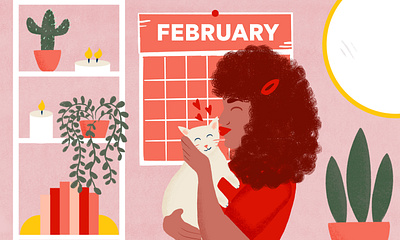 February Pet Parent Calendar design editorial art illustration illustration design procreate