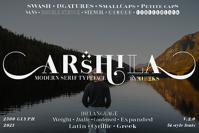 Arshila | Modern Serif Typeface bodoni alternative font cyrillic typeface didone alternative font didot alternative font elegant typeface greek typeface luxury font design magazine font minimalist serif modern serif typeface multilingual font support numerators and denominators petite caps sans serif intregration serif font family small caps stencil font style stylistic alternates superior and inferior timeless typeface design