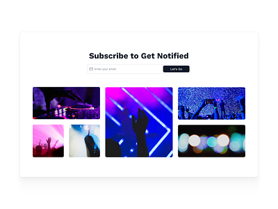 Subscription celebration club coming soon component cta dance design festival graphic design layout marketing minimal newsletter party tailwind ui visual design