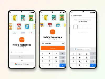 Phone Login Flow (Fooder) design ecommerce app ecommerce login graphic design home screen light light mode login flow number login one click login otp otp verification phone login sharma sign in flow sing up flow sumit ui ui design ux