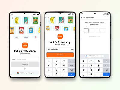 Phone Login Flow (Fooder) design ecommerce app ecommerce login graphic design home screen light light mode login flow number login one click login otp otp verification phone login sharma sign in flow sing up flow sumit ui ui design ux