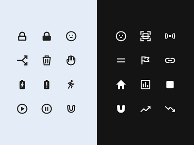 Custom Icons app arrows battery chart custom dashboard design home icons lock qr trash trend ui