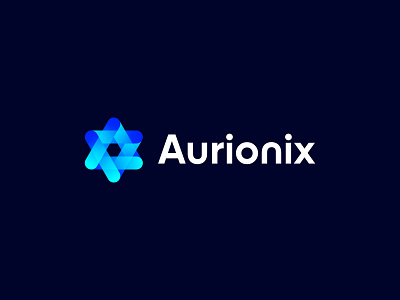 Aurionix Logo Brand Identity blue brand mark branding creative gradient letter a logo inspirations logo mark minimal modern star visual branding