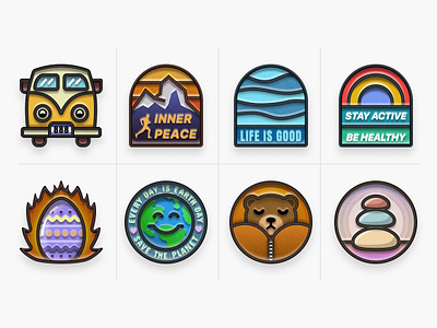 March 2023 achievement badge earth day fitnesss pin sleep sticker workout