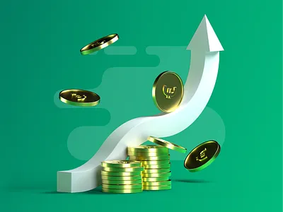 Coins, aroow up, euro, 3d illustration 3d branding design finance graphic design illustration
