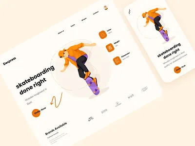 Skateboard Landing page home page interface interface designer landing landing page landingpage laning minimal skateboard ux ui design web web design web landing page web page web ui designer webpage design webs website websites