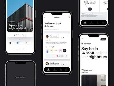 Connectus mobile app app community dark dashboard design light media message mobile online product profile reaction social theme typography ui ux