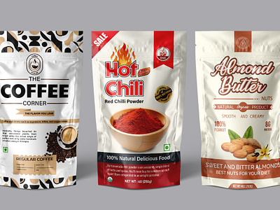 Pouch Label & Packaging Design coffee pouch design dog food food pouch graphic design illustration label design logo packaging pouch spice pouch tea pouch
