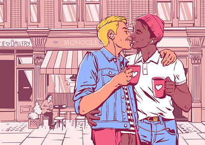 Morning boys colors cute gay gayart illustration lgbt lgbtq love man men queer romantic vector