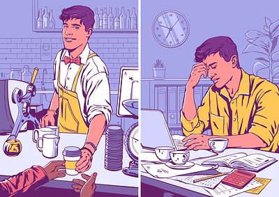 Job bar cafe coffee illustration job man men office people vector work