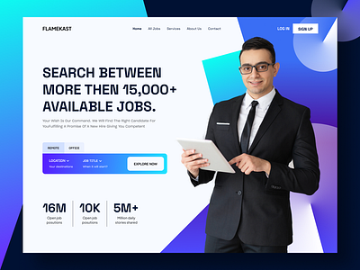 Job Finder Website | Landing Page UI career design employment flamekast gradient graphic design hiring homepage job job finder job listing job platform job portal job search landing page landingpage recruitment uiux webdesign website