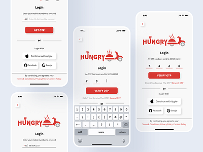 Login & OTP UI Screens androiddesign design food iosdesign login loginotpscreens loginuiscreens mobileapp mobileappdesign otp otpuiscreens uidesign uiscreens uxdesign