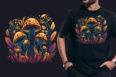 Magic Mushrooms acidic cartoon comic design flat graphic design illustration print
