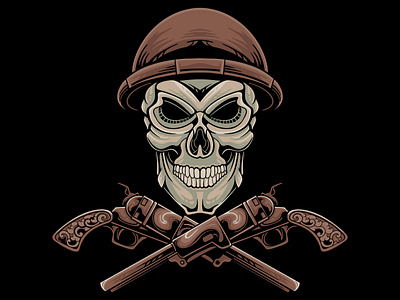 Skull head soldier backgrounds beautiful branding classic decorative design illustration logo vector