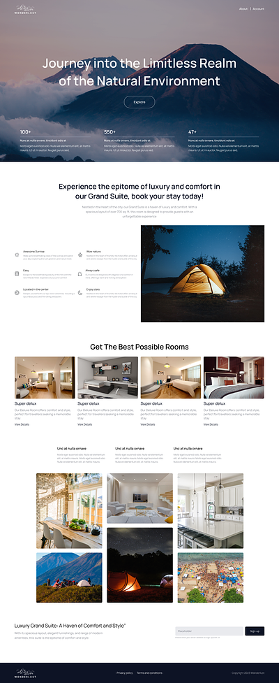 Basic Landing Page app applogiq dark design hotel landing page modern mountain rooms stay ui website