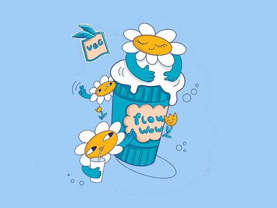 Flowers drink vegan chamomile character characterdesign design drink flower health illustration spring vegan