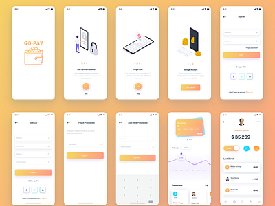 GO-PAY Wallet App Design app ui mobile app mobile app design mobile ui sketch uxui design