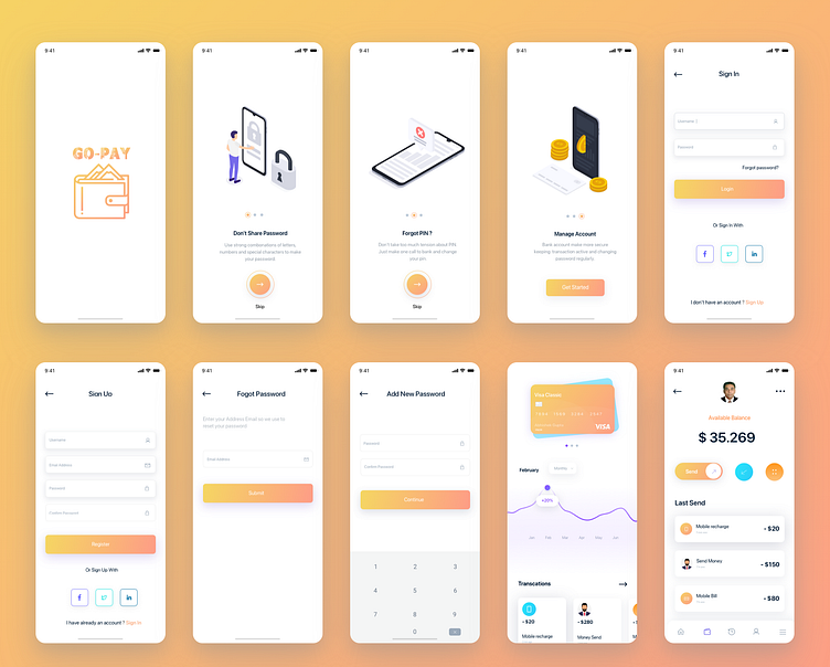 GO-PAY Wallet App Design by Abhishek gupta on Dribbble