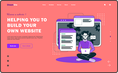 Website Building service (SaaS) Landing page hero section. branding design flat hero landing page minimal saas ui uiux ux website