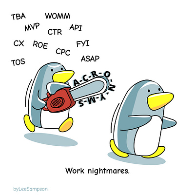 Acronyms acronyms byleesampson cartoon illustration leadership penguins byleesampson