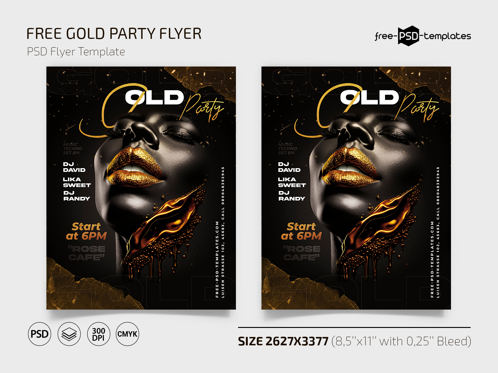 Free Gold Party Flyer Template Instagram Post PSD by Free PSD