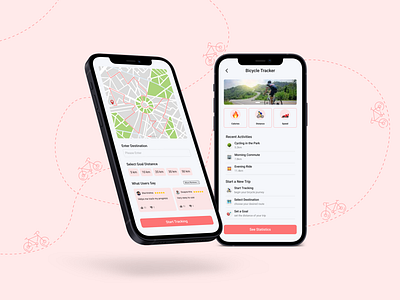 Bicycle Tracking App appdesign bicycle bicycletracking branding caloriecount design designertool designertools distancecovered figma speed tracker trackingapp ui uidesigner