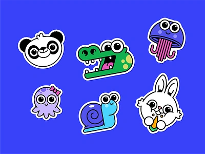 Cute animal stickers achievements animal stickers big eyes bunny crocodile cute animal stickers cute animals jelly fish kid animal stickers kid stickers kids octopus panda rabbit snail sticker achievement stickers