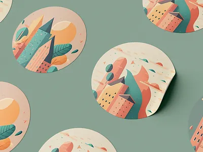 Sticker City Natura design by inkyy.com branding buildings city creative agency flat illustration natural city simple sticker