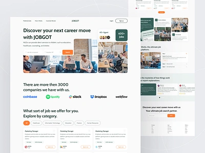 Jobgot Job Finding one-page Website clean design design hellodribbble job job finding web job web jobwebsite landing page landing page design landing page ui minimal modern design ui uiux