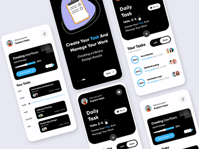 Task & Project Management App app branding dashboard mobile app mobile design project task task app task management task manager tasks timeline to do list ui ui designer uix ux work work list