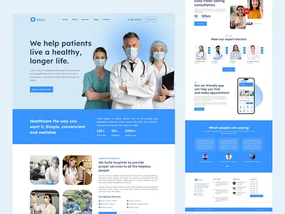Medical Healthcare Service Website clean design design doctor doctor appointment health care landing page healthcare healthcare service website homepage interface landing page medical medical landing page medical website medical website design online medical service telehealth care ui design