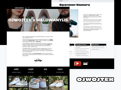 Ojwojtek - Website Design belgium black design desktop minimalist odoo poland recruitment shoes sneakers ui ux website white youtube