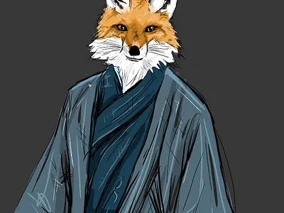 Fox Kimono Digital Drawing character character design digital art illustration japanese kimono