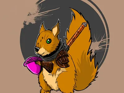 Ninja Squirrel Digital Art character character design characters design digital art graphic design illustration japanese