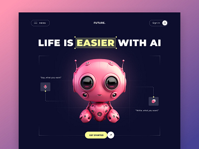 AI Chat Landing Page ai concept landing page robot ui uiux ux webdesign website