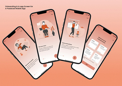 Poadcast Mobile App app design homepage screen illustration mobile app design onboarding screen poadcast cover poadcast design ui design uiux design user interface