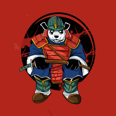 Samurai Panda Digital Art character character design characters design digital art graphic design illustration