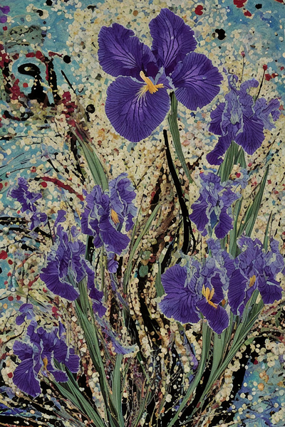 Purple iris abstract art hoe art print design flower home decor illustration iris poster print purple
