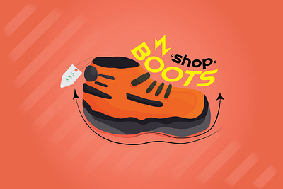 Logo for a shoe store 2023 arc shaped text boots branding bright colors business analytics clothing store design detailed shoes graphic design illustration logo logo for sale logo for the store logo shoes orange shoes popular logos shoe tag shop for quality shoes vector