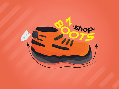 Logo for a shoe store 2023 arc shaped text boots branding bright colors business analytics clothing store design detailed shoes graphic design illustration logo logo for sale logo for the store logo shoes orange shoes popular logos shoe tag shop for quality shoes vector