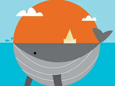 whale sunset design flat graphic design illustration minimal vector