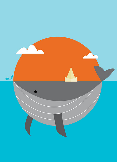 whale sunset design flat graphic design illustration minimal vector