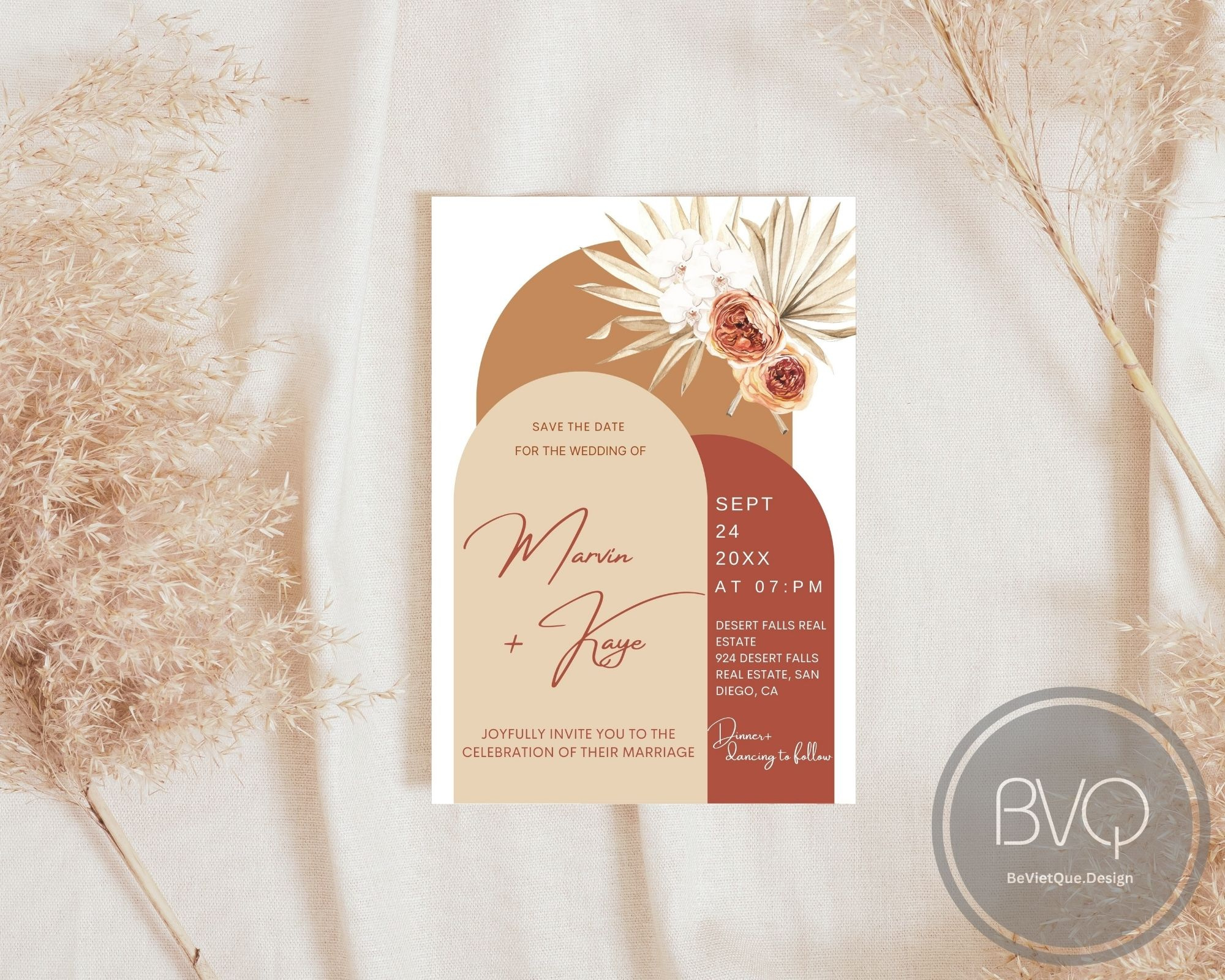 Minimalist Wedding Invitation Template-Y010 design graphic design illustration invitation template printable wedding card wedding invitation